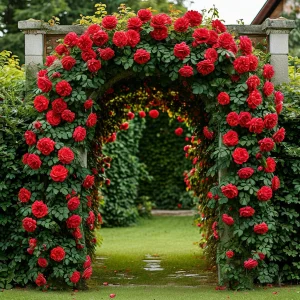 Роза плетистая Алый Триумф купить по цене от 319р. в интернет-магазине «Посадика» с доставкой почтой в в Кызыле и по всей России – [изображение №1].